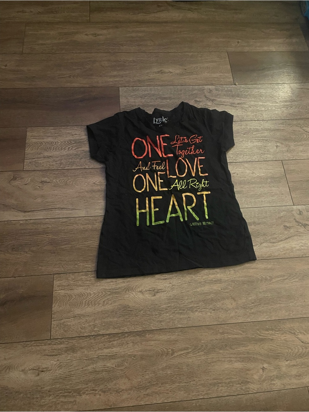 Black Kids' Graphic Tee with Multicolor Text